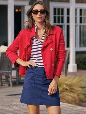 Frank & Eileen Triple Fleece Mini Belfast Red Cropped Blazer Jacket like new! S